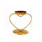 Gold metal wire heart shape decorative metal candle holder with glass tealight holder