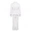 Elegant Embroidery Patchwork Lapel Long Sleeve With Belt Jumpsuits Female