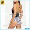 Wholesale Black Sexy Block Mesh -neck Lady Summer Casual One-Piece Swimwear