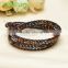 Topearl Jewelry Tiger Eye Hematite Fashion Bracelet Woven Leather Wrap Bangle 13.5 Inches CLL128