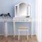 Furniture Dressing Table 3 Way Mirrors Triple Mirror Makeup Dresser Set with Stool (White)