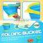 Multi Portable 2.5L Silicone Kids Outdoor Beach Camping Round Water Food Fishing Collapsible Foldable Pail Bucket with Shovels