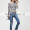 slim fitness soft navy blue cotton blend new design khaki custom denim jeans for women