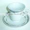 White Two-tone Color Glazed Ceramic Stoneware Coffee Tea Cups & Saucers Sets