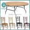 round wooden banquet folding table