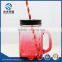 Hot selling 450ml square glass drinking bottle with handle and straw