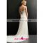 QC10 elegant A-line beach wedding dress 2015 backless sleeveless floor length Spaghetti Straps Embroidery vestidos para bodas