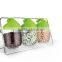 SINOGLASS trade assurance with rack 3 pcs set 450ml unique design plastic clip top glass food storage jar