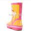 yellow and pink print kitty picture new style rubber water shoes for girls