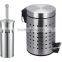 High quality household pedal trash bin and brush holder for bathroom