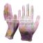 NMSAFETYEN388 13 gauge pink nylon liner coated flower print PU garden gloves