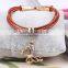 high quality gold oval clasp leather bracelet multi strand leather bracelet