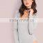 Gray Sleeved Rib Knit Bar Bust Bodysuit 95% Rayon 5% Spandex Sexy Scoop Neck with Criss Sweater
