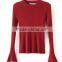 Runwaylover 128 New Design 2017 Ladies Fashion Knitted Flare Sleeve T-Shirt