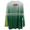 2017 best quality promotional custom design long sleeve cheap green print polyester cotton fabric women t shirt