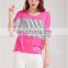 Summer Fashionable bat-wings T-shirt for ladies stripes front block