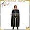 faux fur trimmed medieval men black knitted wool cape FGCA-0002