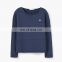 Fashion lady navy long sleeve knit quilted sweatshirts and sweater