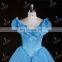2015 vestidos de novia robe de mariage Cinderalla Blue Sleeves Flowers Crystals Princess Wedding Dresses Bridal Gown Custom Made