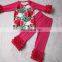 Fashion Baby Clothing Outfits Flower Printed Top And Ruffle Pants Kids Girl Set