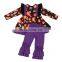 Baby Girl Cotton Sets Purple Long Sleeve Pumpkin Ruffle Halloween Kids Girl Clothes Outfits