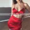 Wholesale Fashion Hot Sell Set 2020 Summer Amazon Women Sexy Adjustable Strap Satin Skirt Two-piece Set