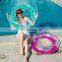 Hot Selling Inflatable Transparent Net Red Feather Swimming Ring Thickened PVC Swimming laps Adult Seat Ring