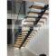 High Quality Indoor Glass-Wood Black Walnut Straight Staircases