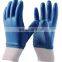 Safety Cuff Cotton Jersey Coated blue gloves nitrile Gloves Work