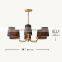 Modern Industrial Style Leaf shape oval fabric shade Chandelier Light Fixture For Living Dining Room Kitchen Island Foyer Lobby