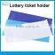 Thumb notch plastic ticket holder, coupon holder, PVC Play slip holder
