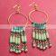 Hand made beads tassel fringe hoop earring