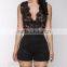 Women's Sexy Black Jeweled Sheer Mesh Party Jumpsuit Romper