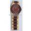 Alibaba hot selling wood bracelet watch 2 tone color case and bracelet