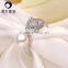 Leopard head natural fresh water pearl engagement ring 9-10mm white pearl