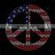 Large Supply America Peace Rhinestone Transfer Iron on garment Sticker