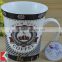 11OZ black cat design full decal print tea cups, shiny surface porcelain mug, KL5016-11064