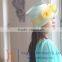 Summer Ladies Green Straw Hats With Sinamay Yellow Flowers