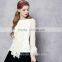 teen girls lace splicing elastic slim tops ladies ruffles round neck shirt for women soft basic shirt tops in autumn spring