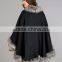 Original Design Long Pushmina Poncho With Silver Fox Fur Trim Ladies Fur Cashmere Shawl/Cape