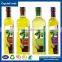 Adhesive waterproof labels for essential glass olive oil bottles