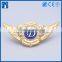 High quatity metal professional engraved custom pin badge with24 K gold plate