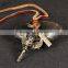 Handmade Jewelry Leather Chain Bronze Alloy Phoenix Pendant