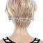 White/blonde synthetic short wig bangs ombre wig natural scalp bob wig