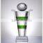 K9 high quality green color golf trophy, crystal golfer engraved award