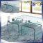 Classic Design Special Shape All Glass Transparent Coffee Table Glass Top 1+2 Cafe Table