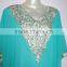 AQUA BLUE EMBROIDERED georgette CAFTAN kaftan tunic poncho Zip cover up