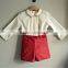 New Fashion Long Sleeve Boys Summer Clothes set Peter Pan Collar With Lace Trim