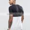 Customize men longline muscle slim fit contrast color blank t-shirt