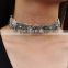 sun moon star charm suede leather choker necklace 3 layer suede leather necklace elegant woman necklace jewelry